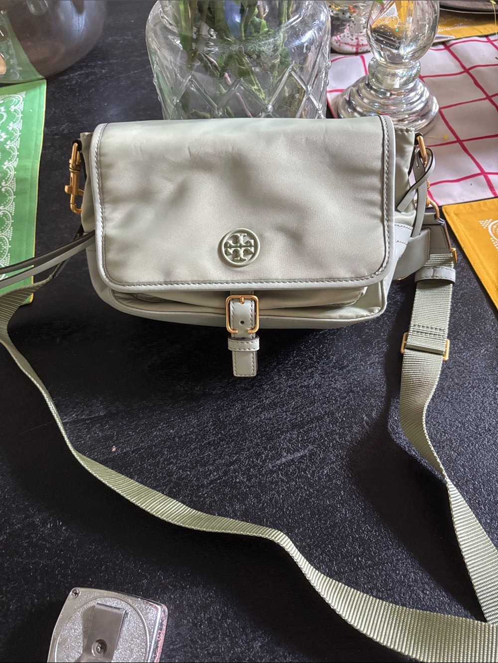 Tory Burch  nwot mint green nylon bag 10x6 - Picture 2 of 9